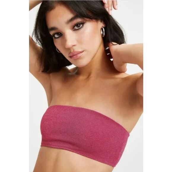 Good American Sparkle Better Band Top Swim Hawaiian Pink Plus 2x Beach Pool - Picture 8 of 9